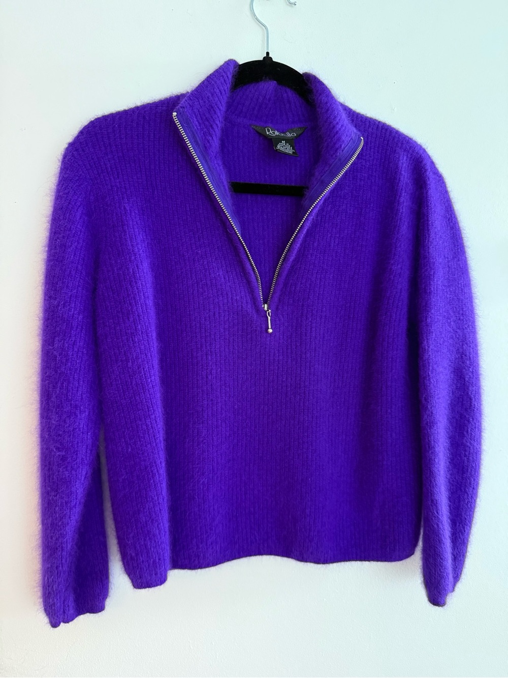 Rafaella Vibrant Purple Half-Zip Turtleneck Sweater